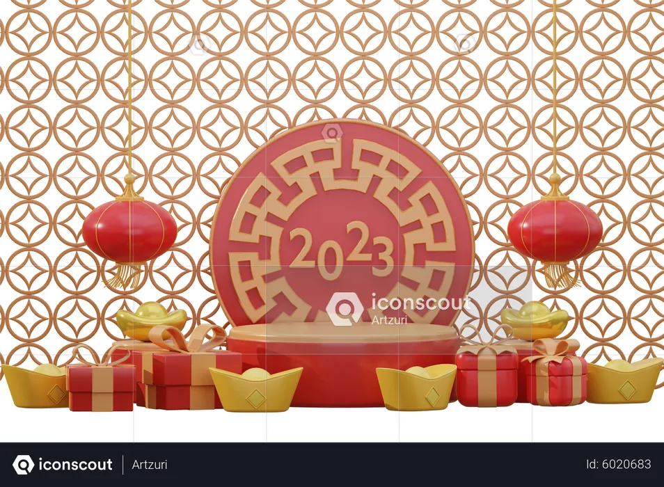 Chinesisches Neujahrsfest 2023  3D Icon