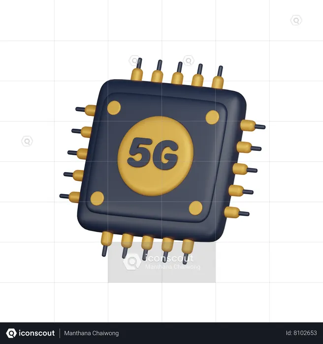 Chip 5G  3D Icon