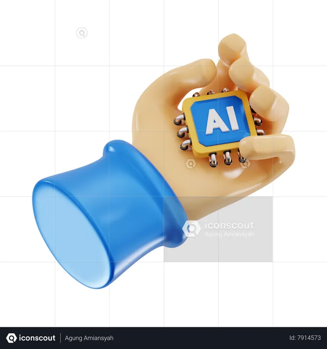 Ai chip na mão  3D Icon