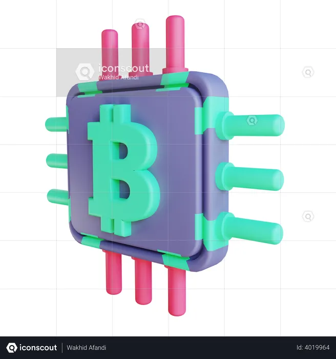 Chip de bitcoin  3D Illustration