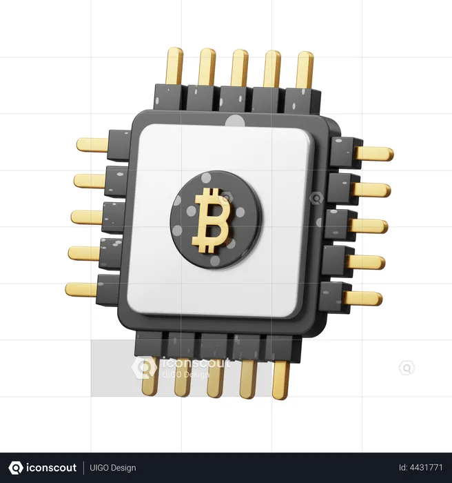 Chip de bitcoin  3D Illustration