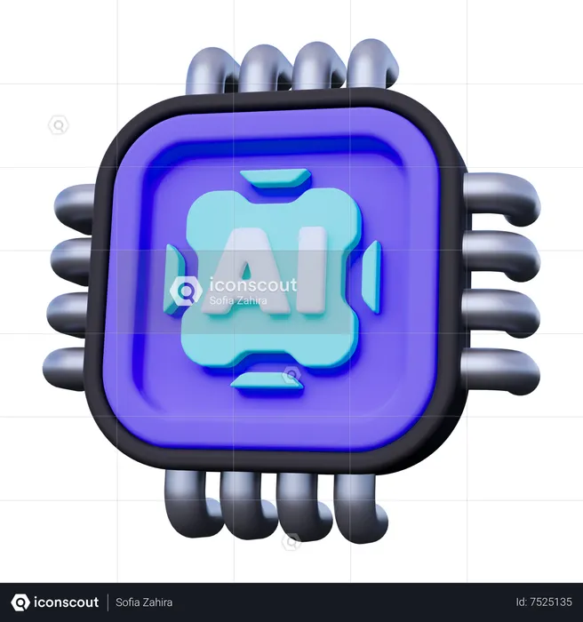 Chip de inteligência artificial  3D Icon