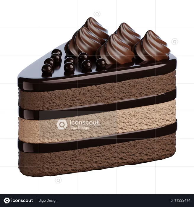 Choco Mocha Slice Cake  3D Icon