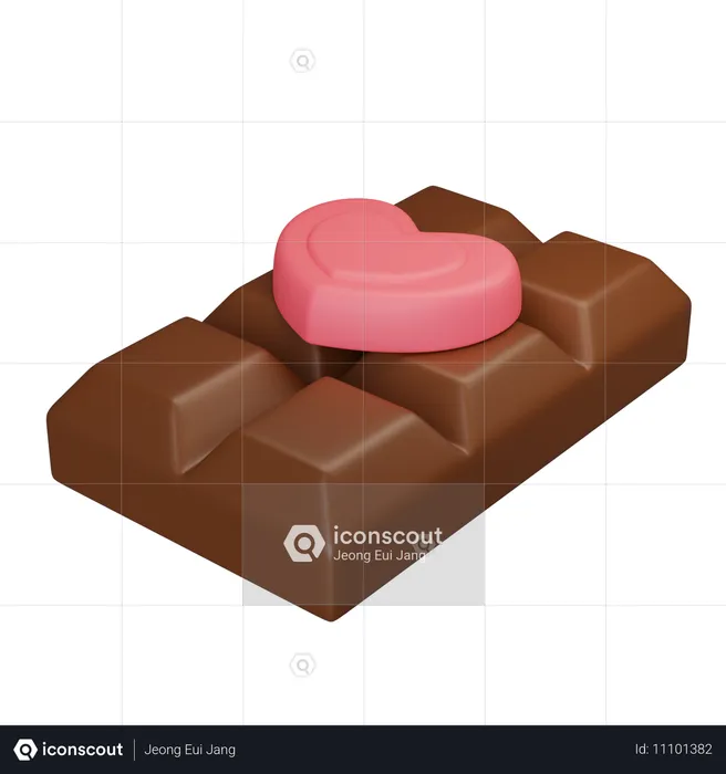 Chocolat avec chocolat en forme de coeur  3D Icon