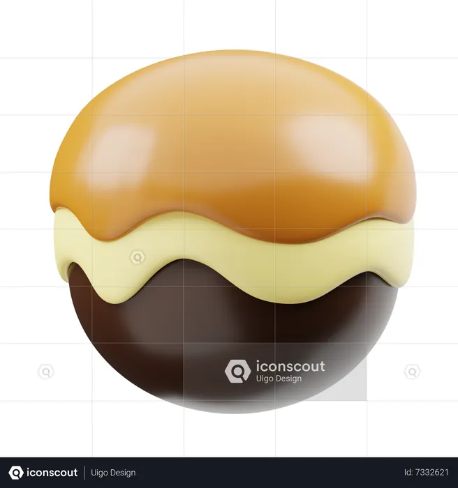Chocolate Ball Caramel & Vanilla Cream  3D Icon