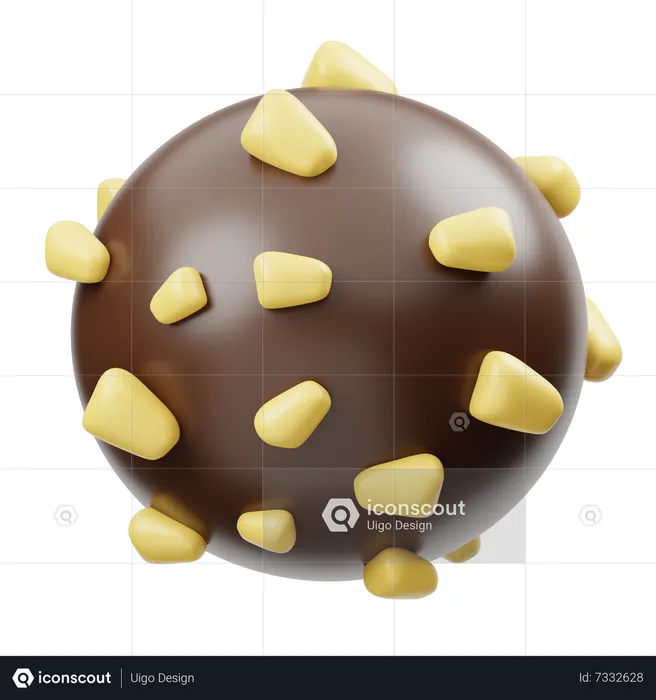 Chocolate Ball With Cashew Nuts  3D Icon