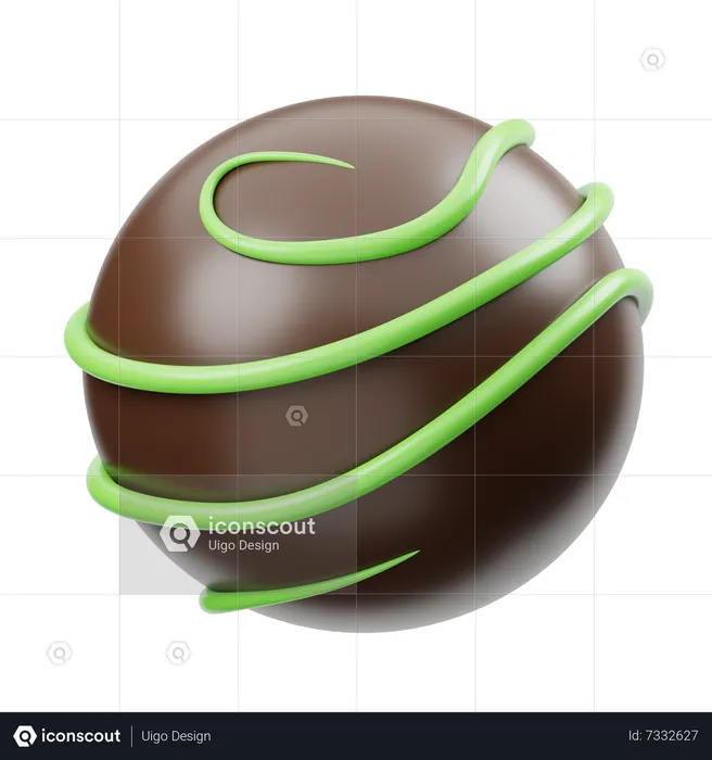 Chocolate Ball With Matcha Cream  3D Icon