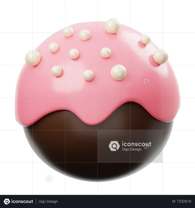 Chocolate Ball With Strawberry Cream & Vanilla Chips  3D Icon