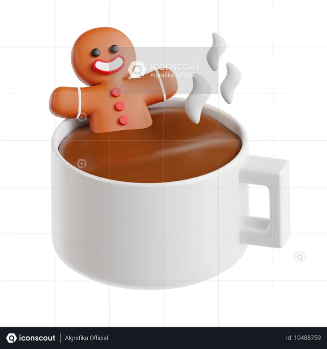 Chocolate caliente y pan de jengibre  3D Icon