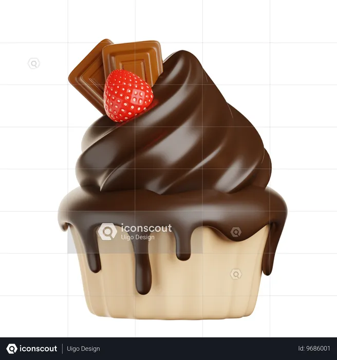 Chocolate Cupcake  3D Icon