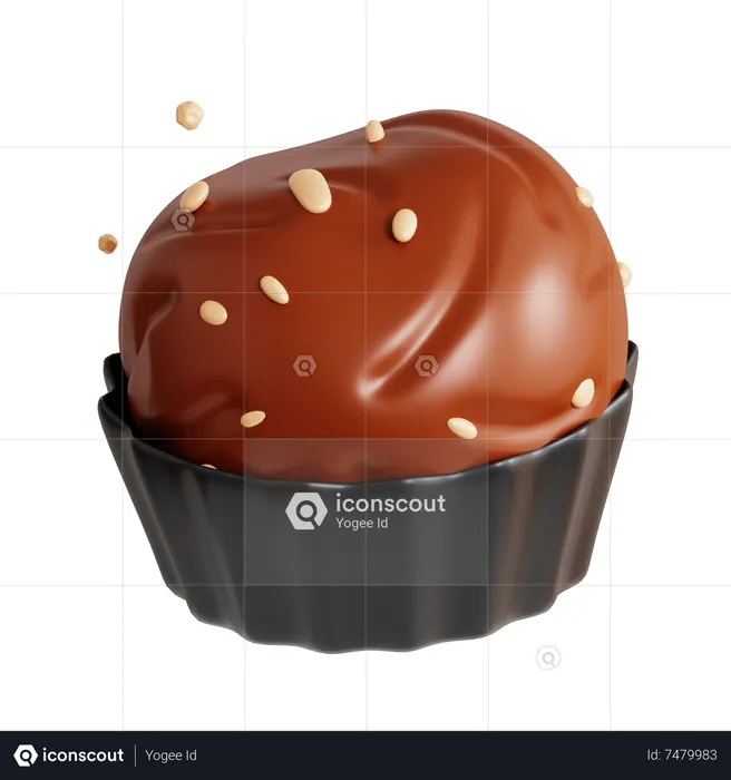 Chocolate Cupcake  3D Icon