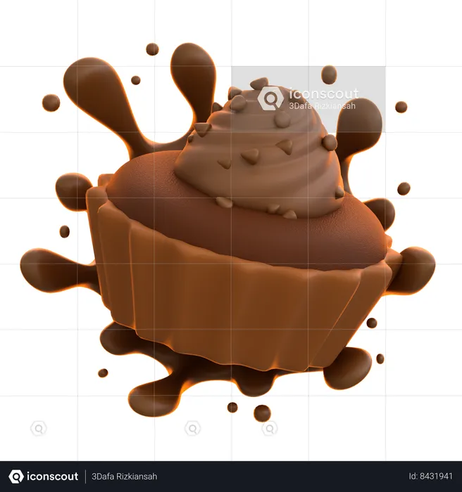 Chocolate Cupcake  3D Icon