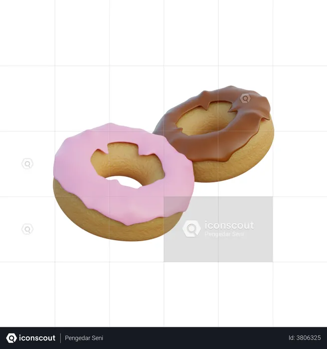 Chocolate Donuts  3D Illustration