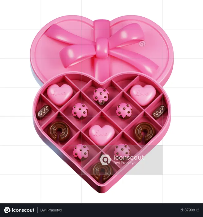 Chocolate Gift Heart Box  3D Icon