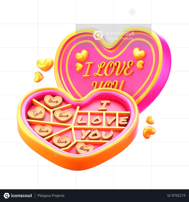 Chocolate Heart Box  3D Icon
