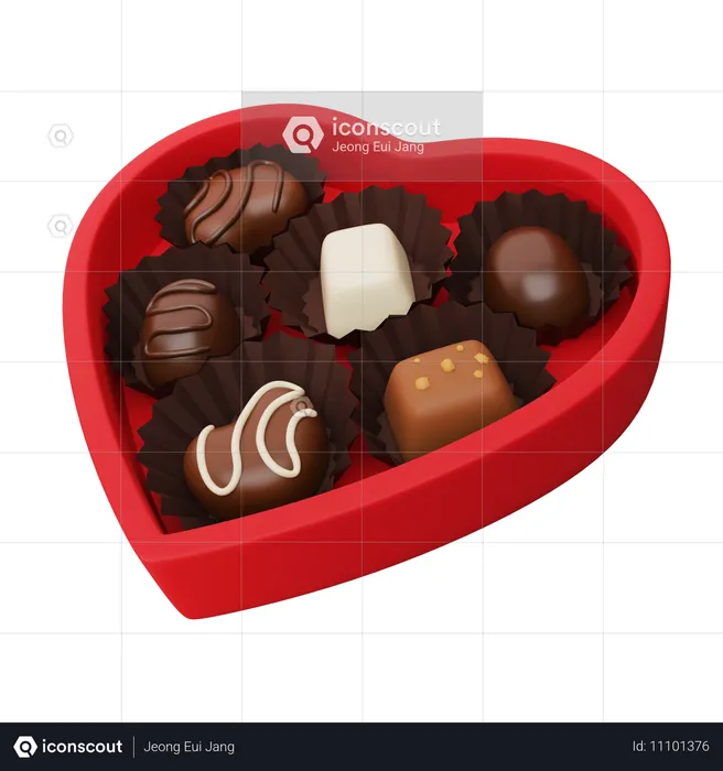 Chocolate Heart Shaped Box  3D Icon