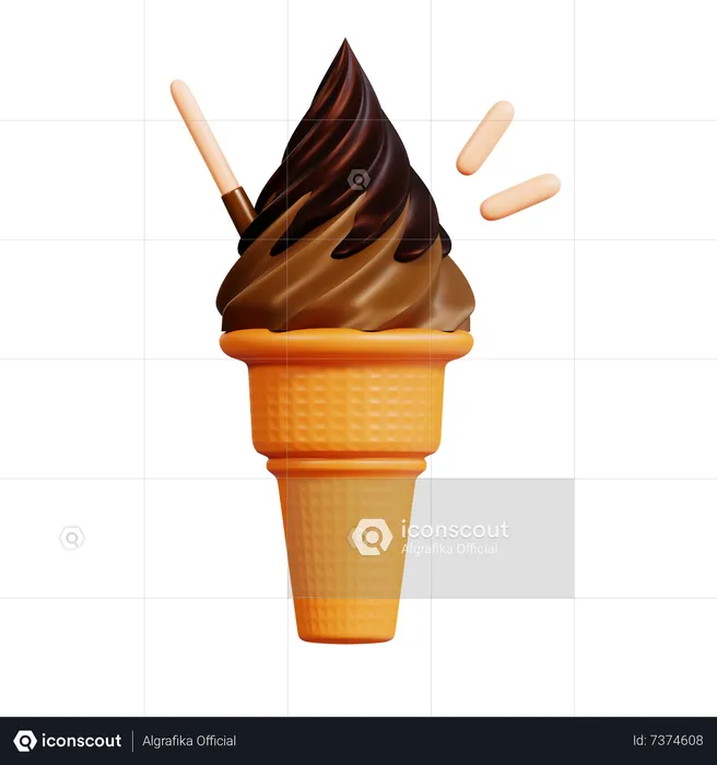 Chocolate Ice Cream  3D Icon