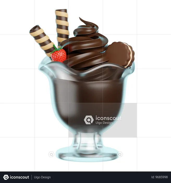 Chocolate Ice Cream  3D Icon