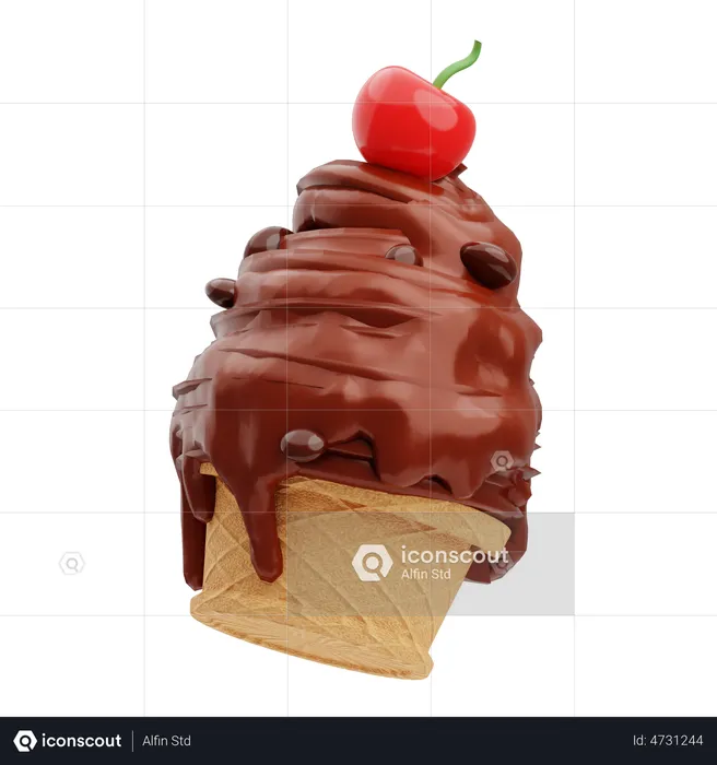 Chocolate Ice Cream  3D Illustration