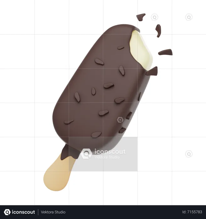 Chocolate Ice Cream Stick  3D Icon
