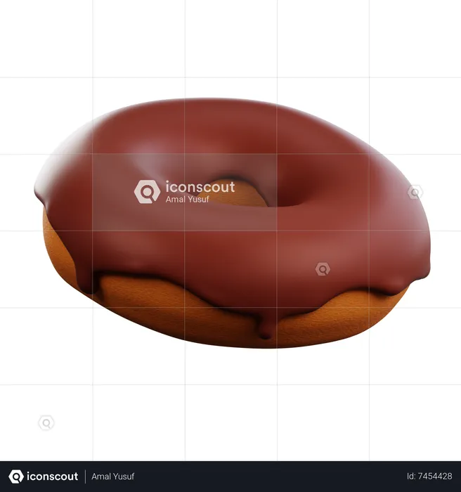Chocolate Melted Donut  3D Icon