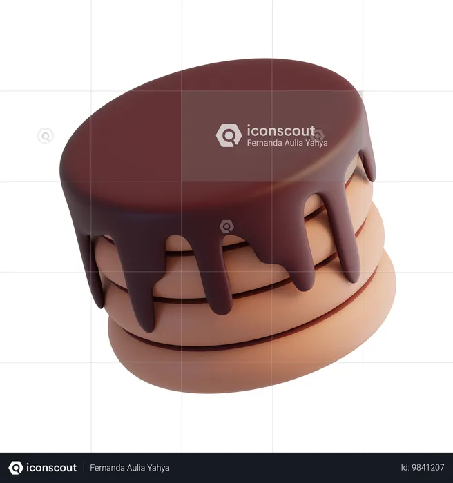 チョコレートパンケーキ  3D Icon