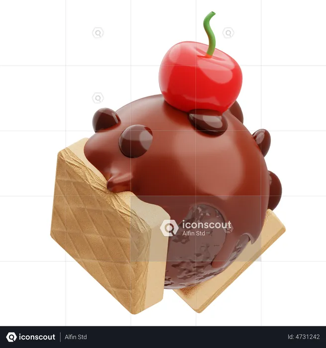 Chocolate Sandwich Ice Cream  3D Illustration