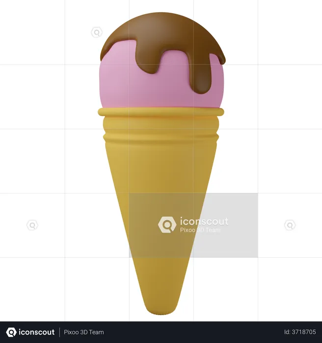 Chocolate Strawberry Ice Cream  3D Illustration
