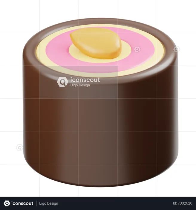 Chocolate Tube With Vanilla Cream & Almond  3D Icon