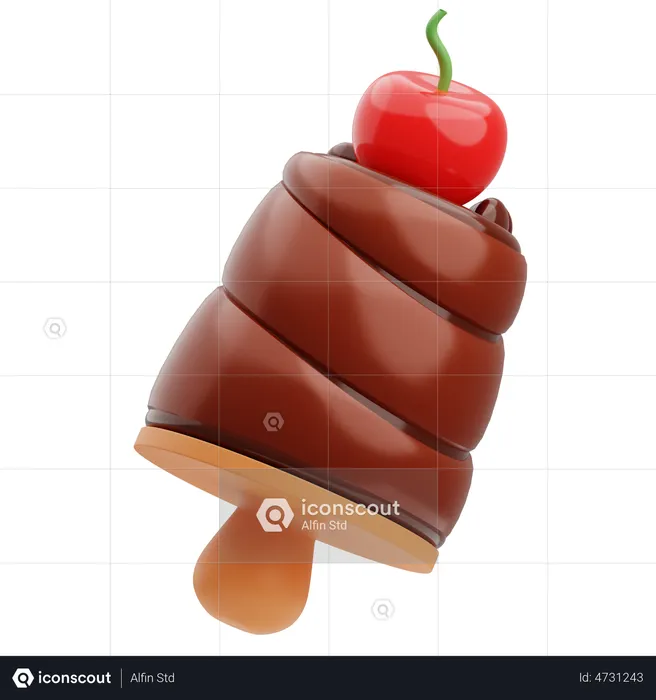 Chocolate Twist Ice Cream  3D Illustration