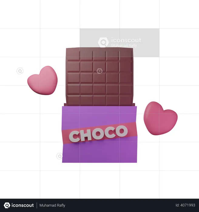 Chocolate with floating love  3D Illustration