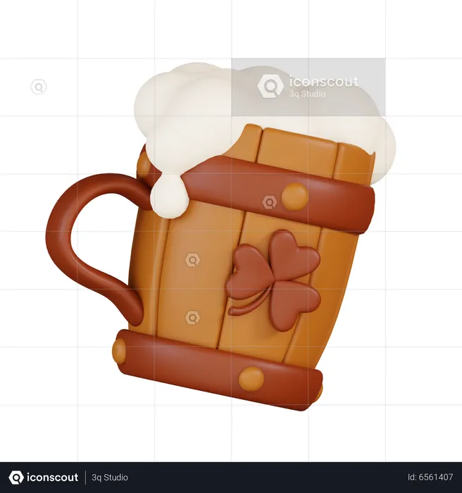 Chope à bière en bois  3D Icon