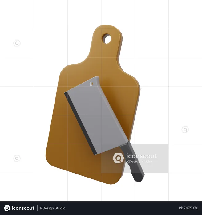 Chopping Board and knife  3D Icon