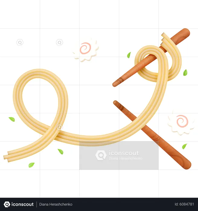 Chopsticks with noodles and narutomaki  3D Icon