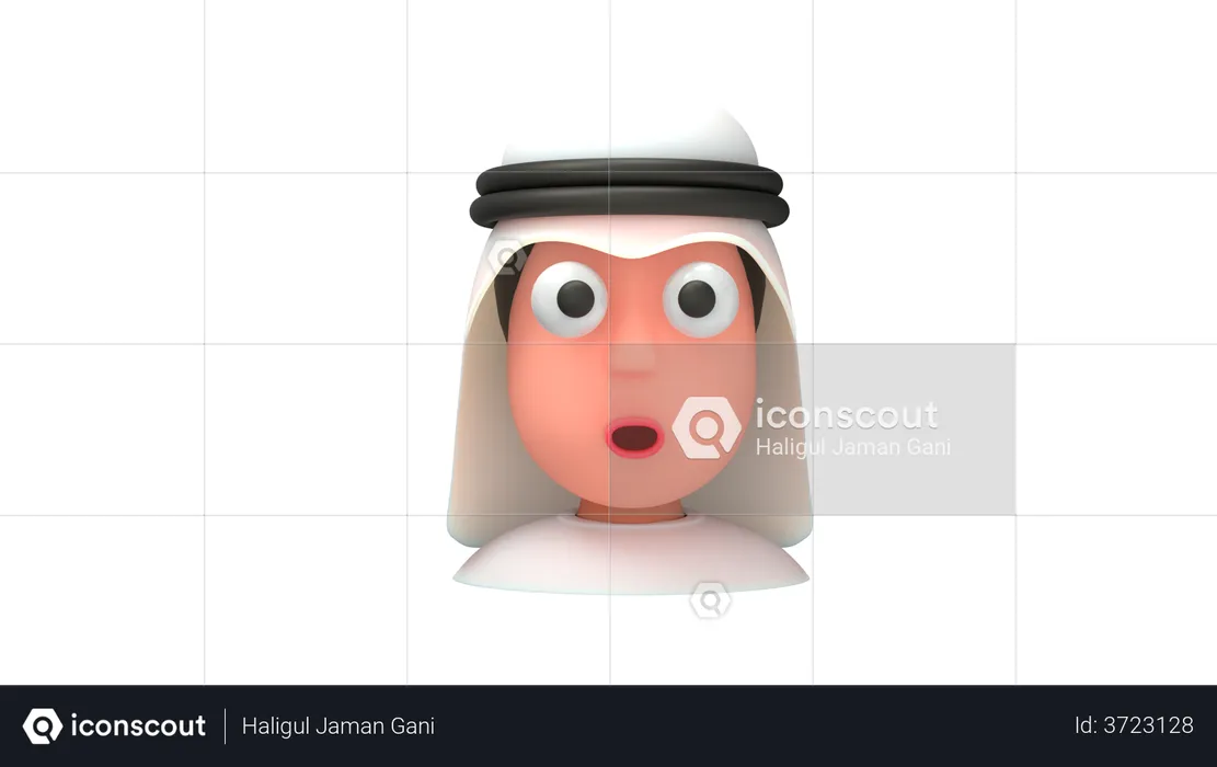 Homme arabe choquant Emoji 3D Emoji