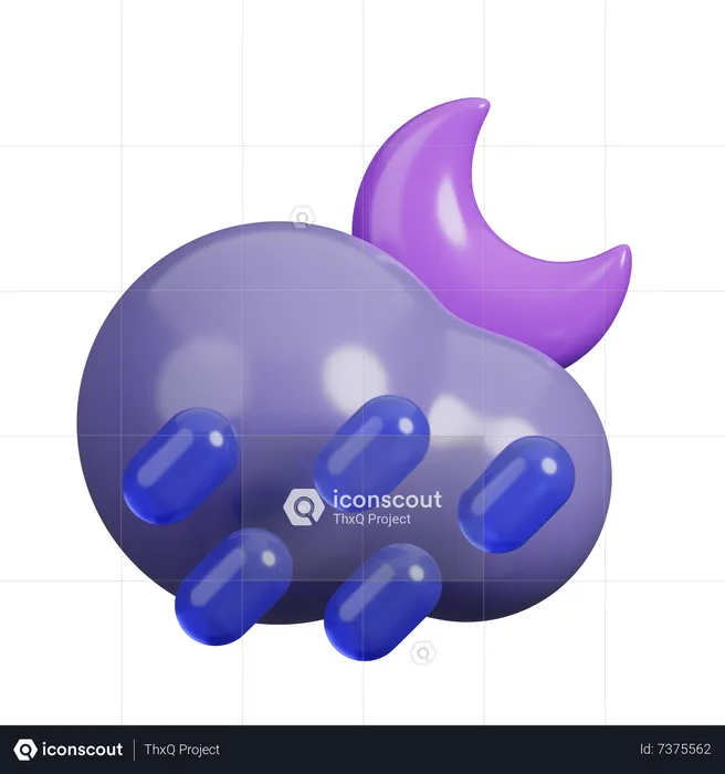 Chovendo à noite  3D Icon