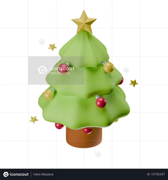 クリスマスツリーの飾り  3D Icon