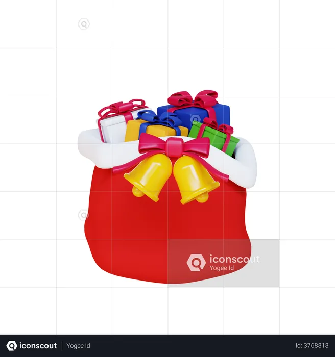 Christmas Bag With Gift  3D Illustration