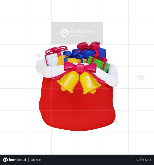 Christmas Bag With Gift 3D Illustration