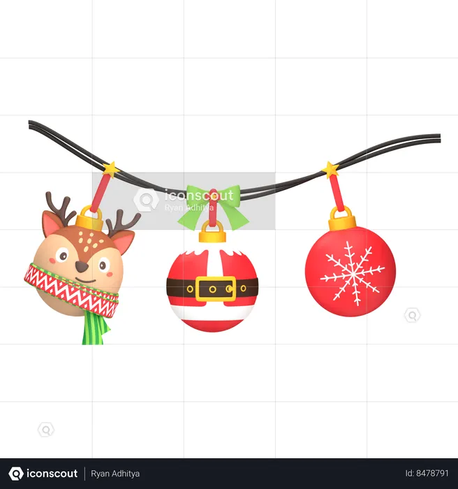 Christmas Ball Deer  3D Icon