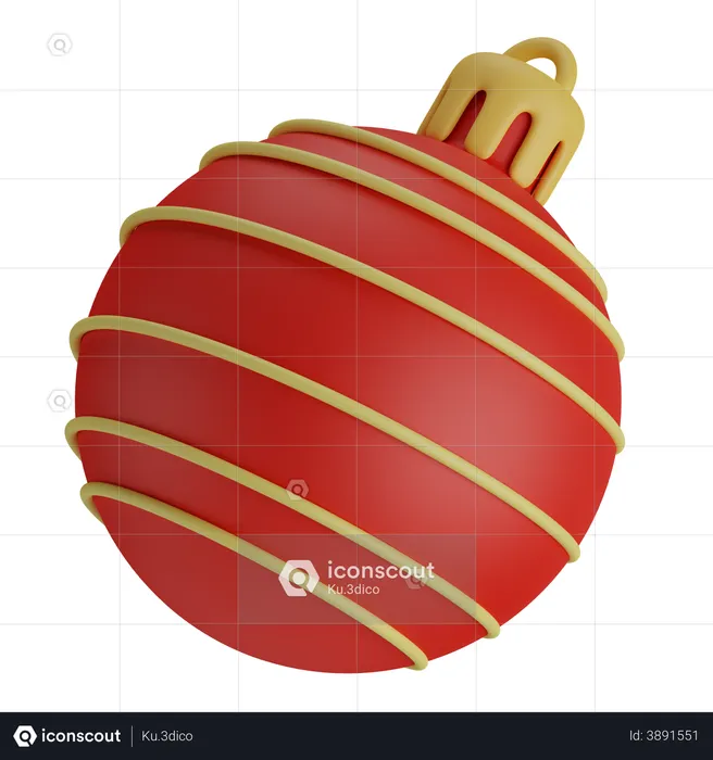 Christmas Ball With Spiral  3D Icon