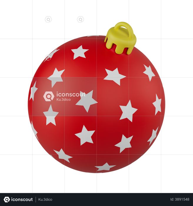 Christmas ball with stars 3D Illustration