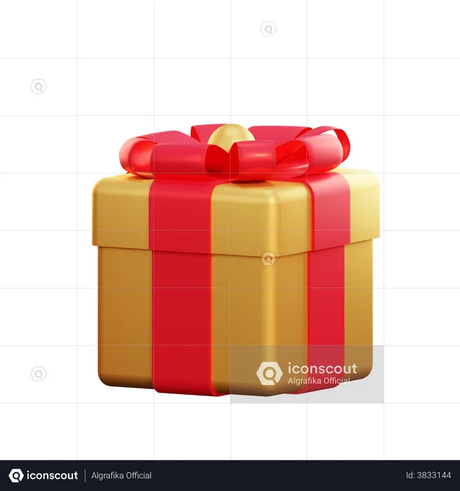 Christmas Beautiful Golden Giftbox  3D Illustration