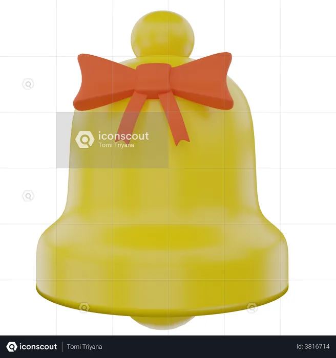 Christmas Bell With Ribbon  3D Illustration