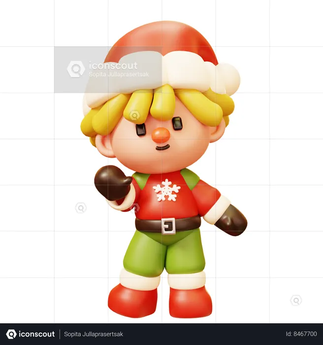 Christmas Boy Greeting  3D Icon