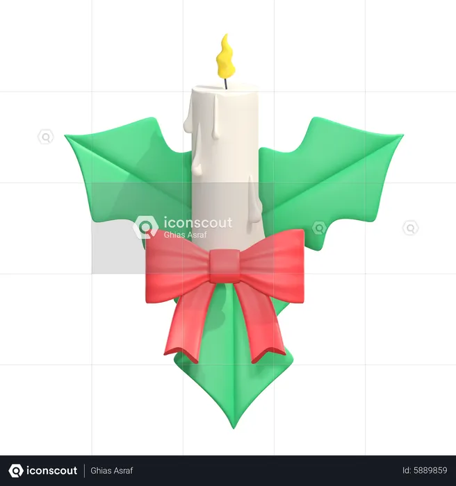 Christmas Candle  3D Icon