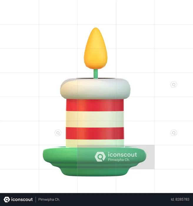 Christmas Candle  3D Icon