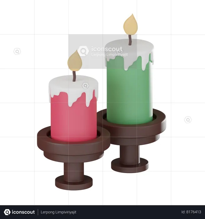 Christmas Candle  3D Icon