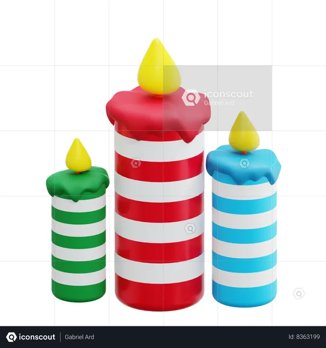 Christmas Candle  3D Icon