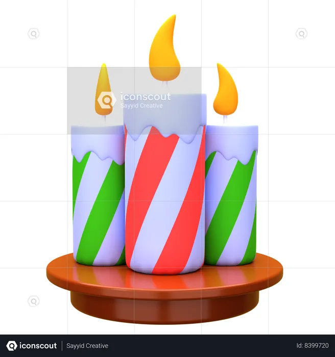 Christmas Candles  3D Icon